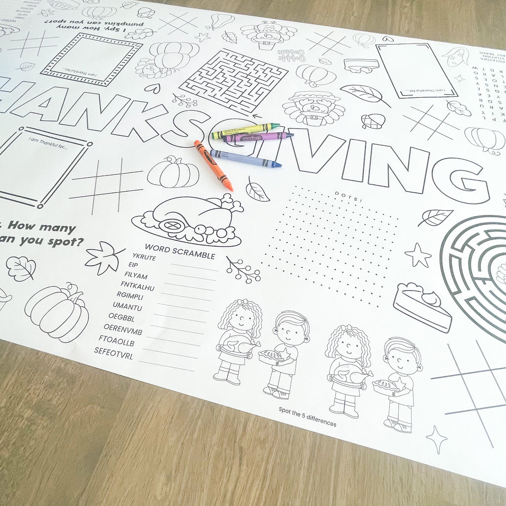 Thanksgiving Activity Coloring Table Runner | Thanksgiving