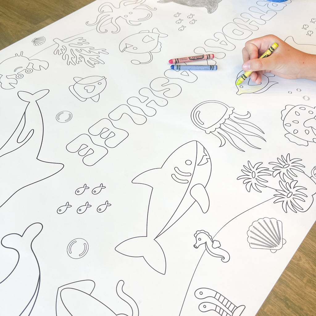 Under the Sea Coloring Table Runner| Ocean Party