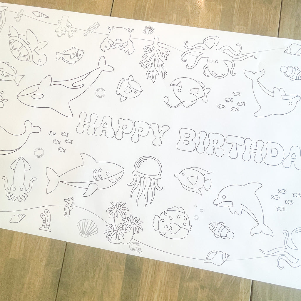 Under the Sea Coloring Table Runner| Ocean Party