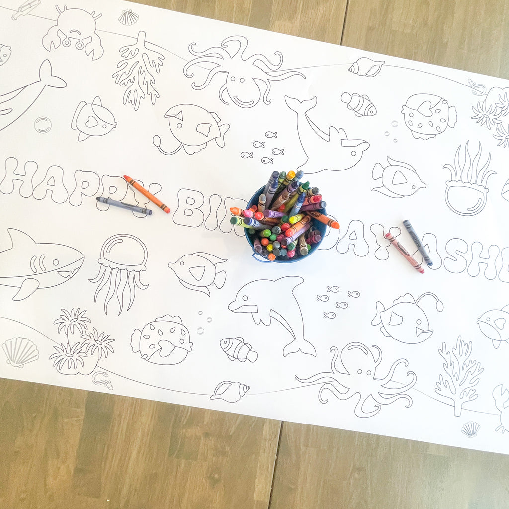 Under the Sea Coloring Table Runner| Ocean Party