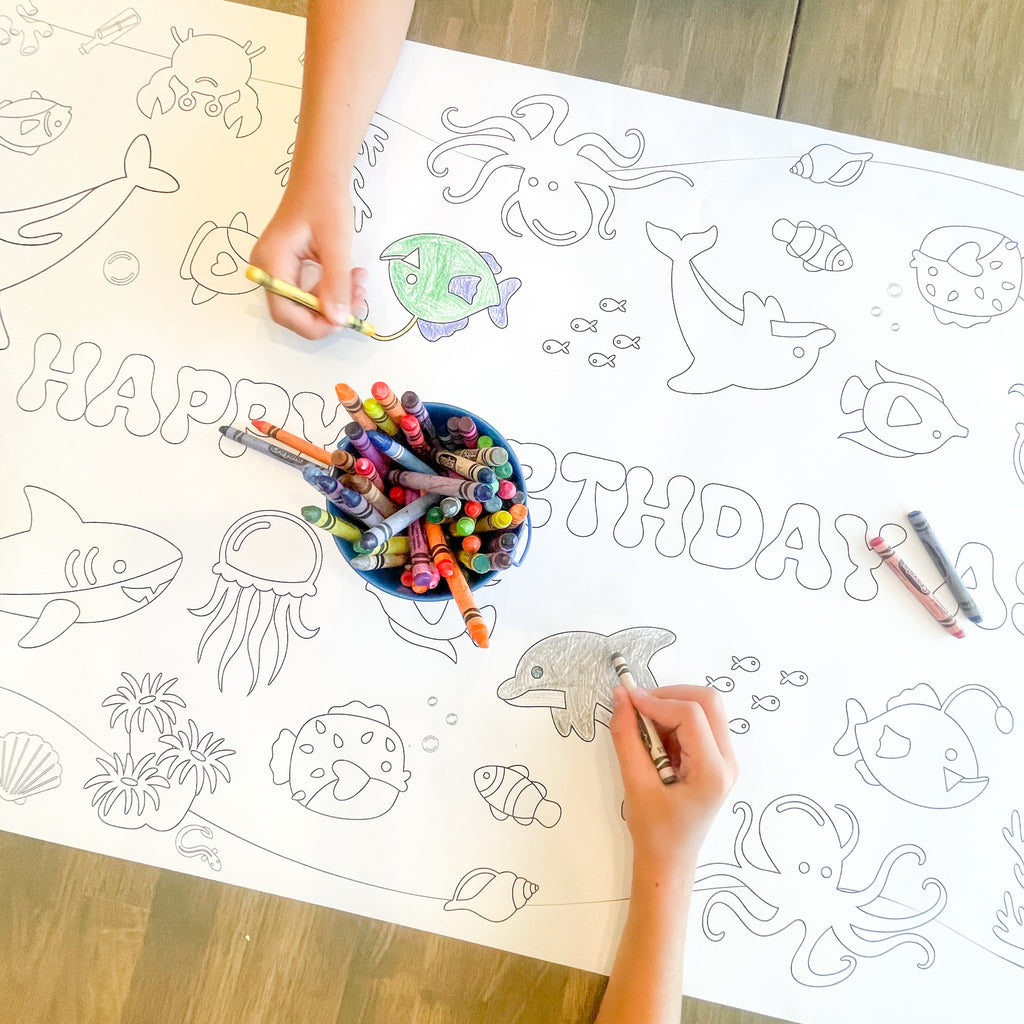 Under the Sea Coloring Table Runner| Ocean Party