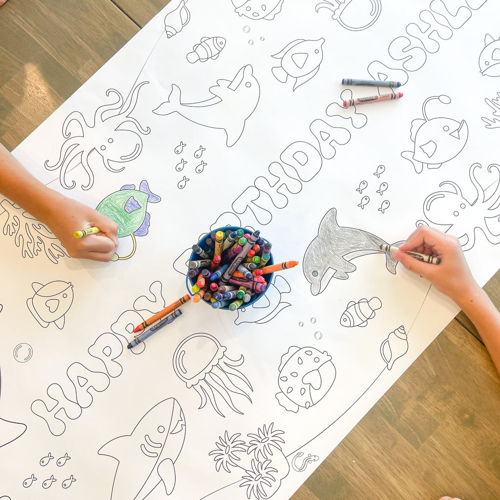 Under the Sea Coloring Table Runner| Ocean Party