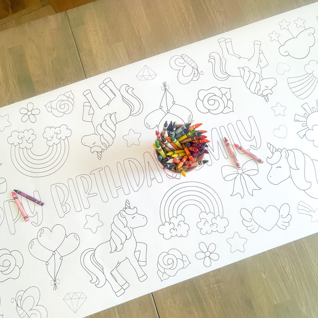 Unicorn Coloring Table Runner| Unicorn Party