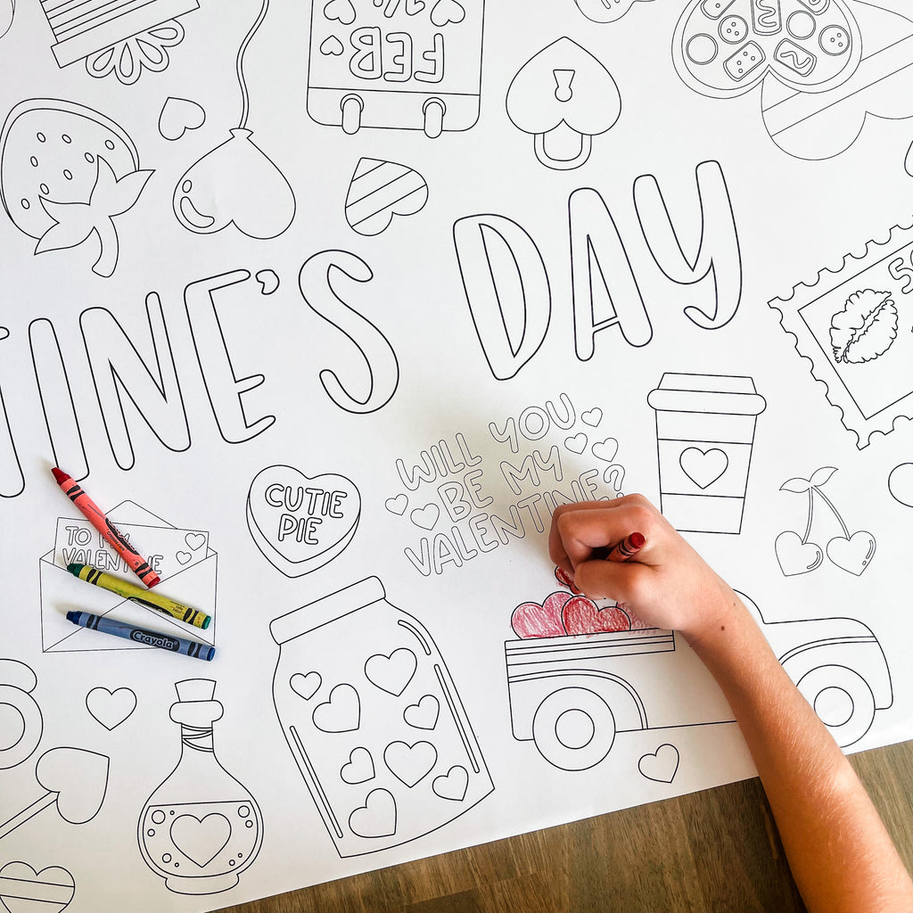 Valentine's Coloring Table Runner| Valentine's Party