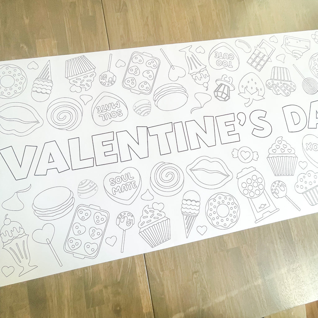Valentine's Bakery Coloring Table Runner| Valentine's Party