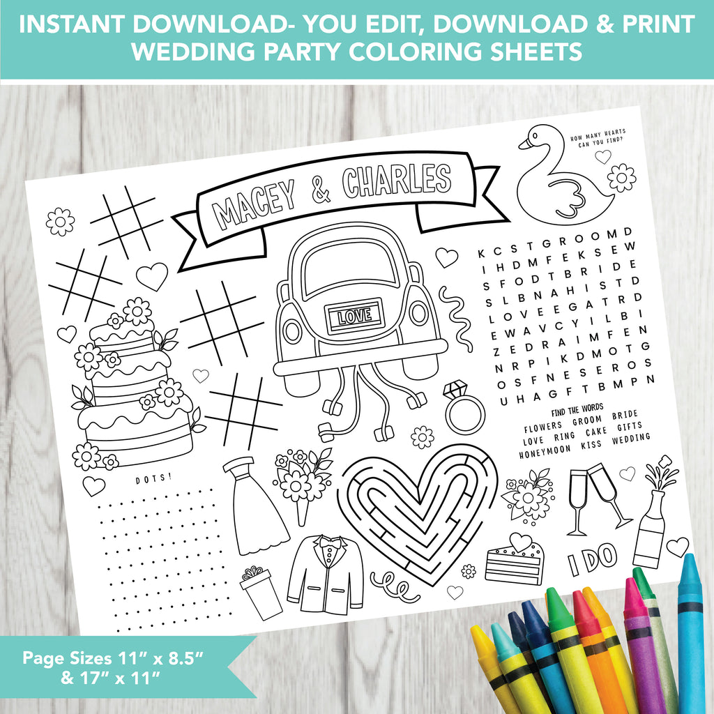 Editable Wedding Party Placemat| Download