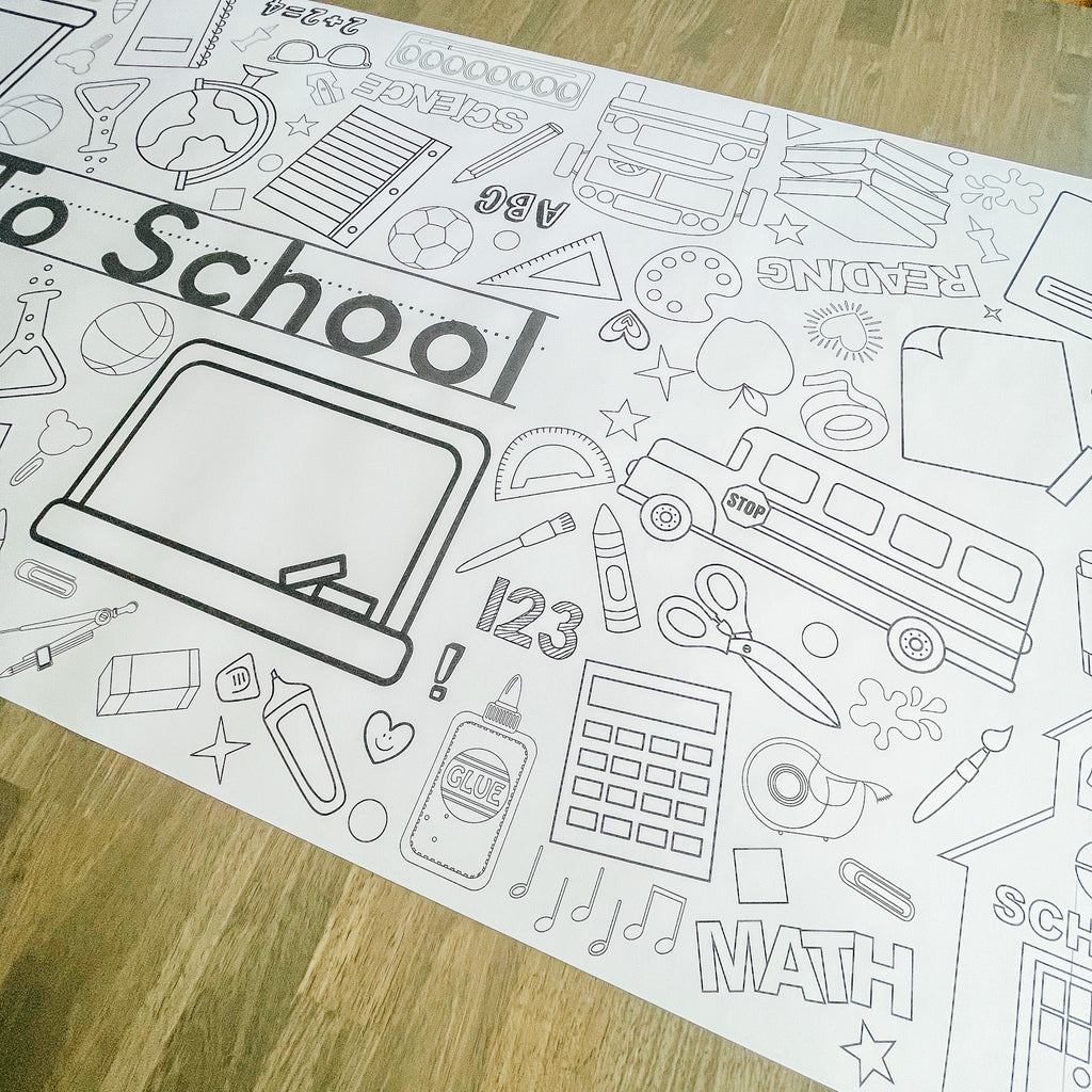 Back to School Coloring Table Runner