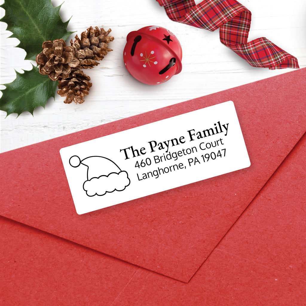 Christmas Address Labels, Santa Hat, Personalized