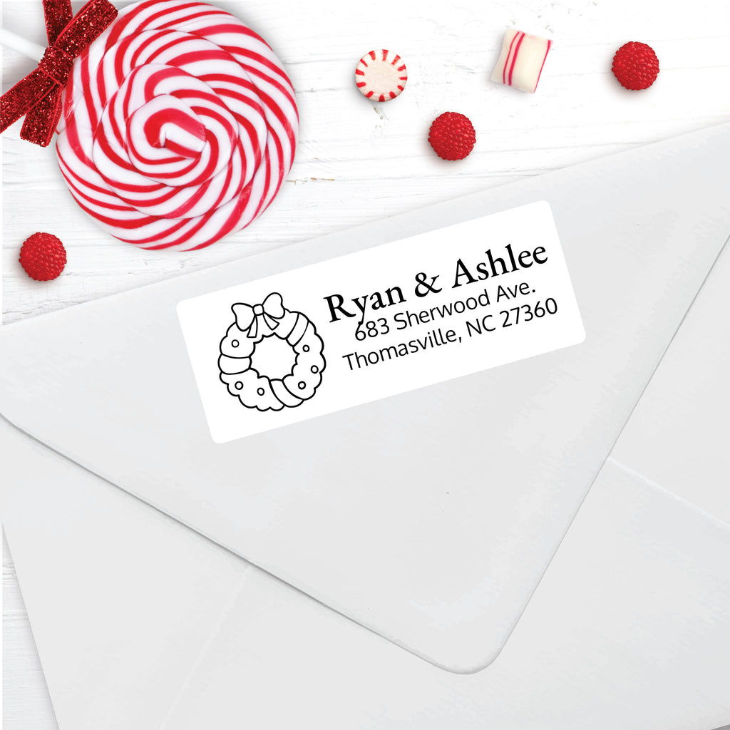 Christmas Address Labels, Bow Wreath, Personalized