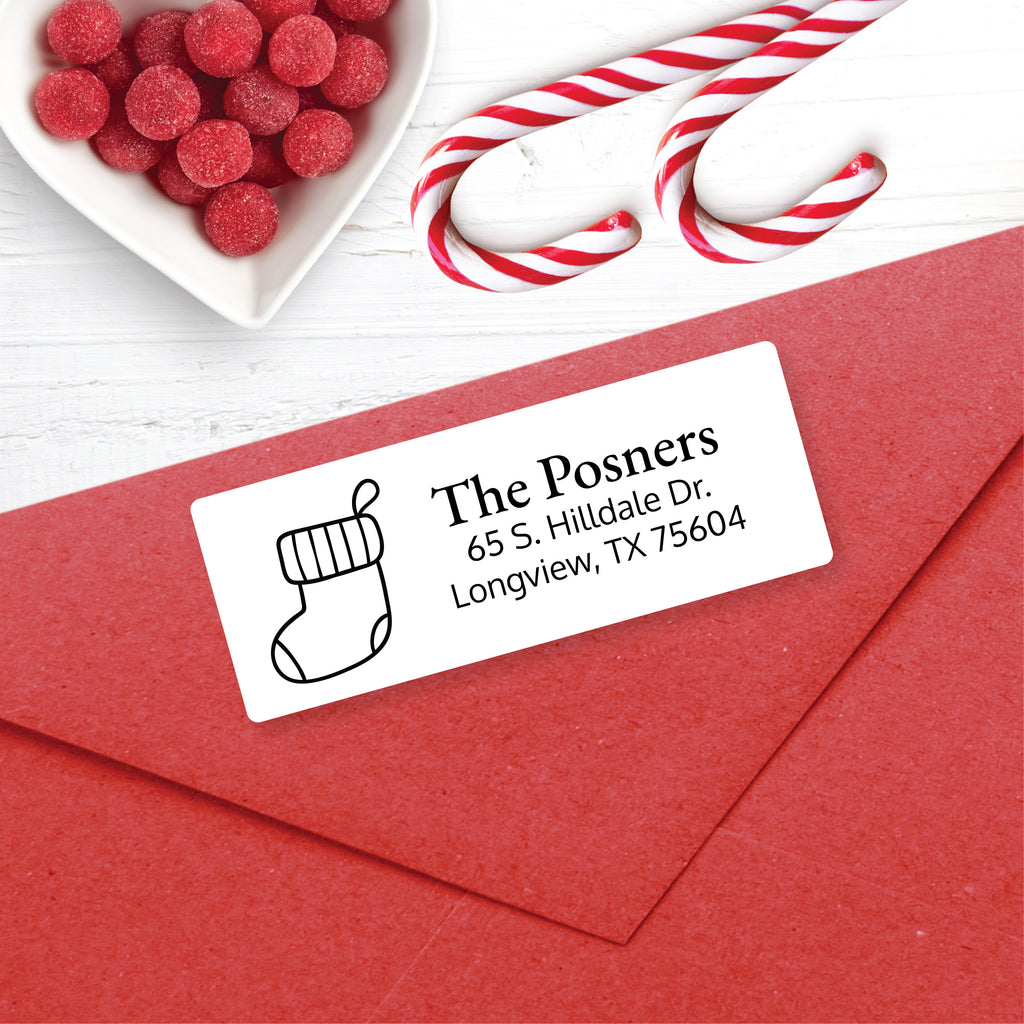 Christmas Address Labels, Christmas Stocking, Personalized