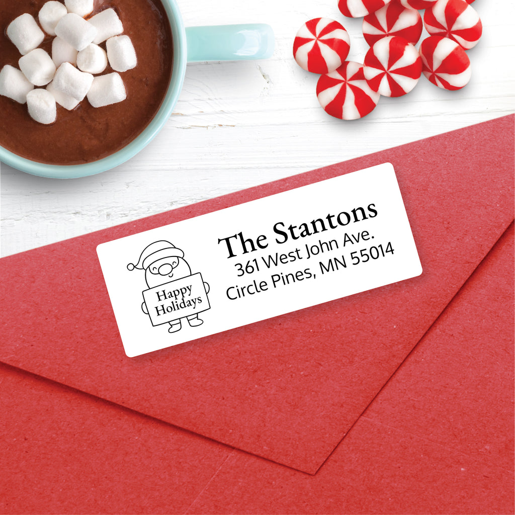Christmas Address Labels, Happy Holidays Santa, Personalized