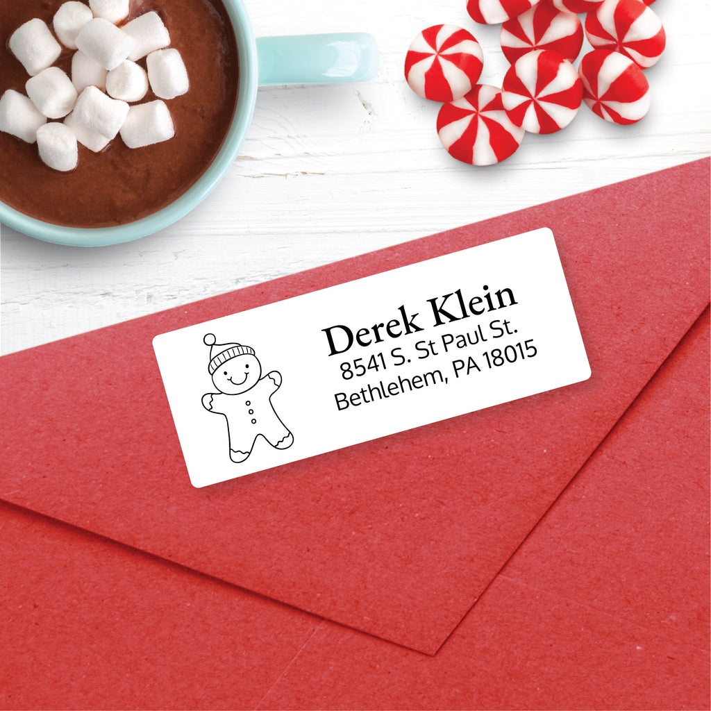 Christmas Address Labels, Happy Gingerbread man, Personalized