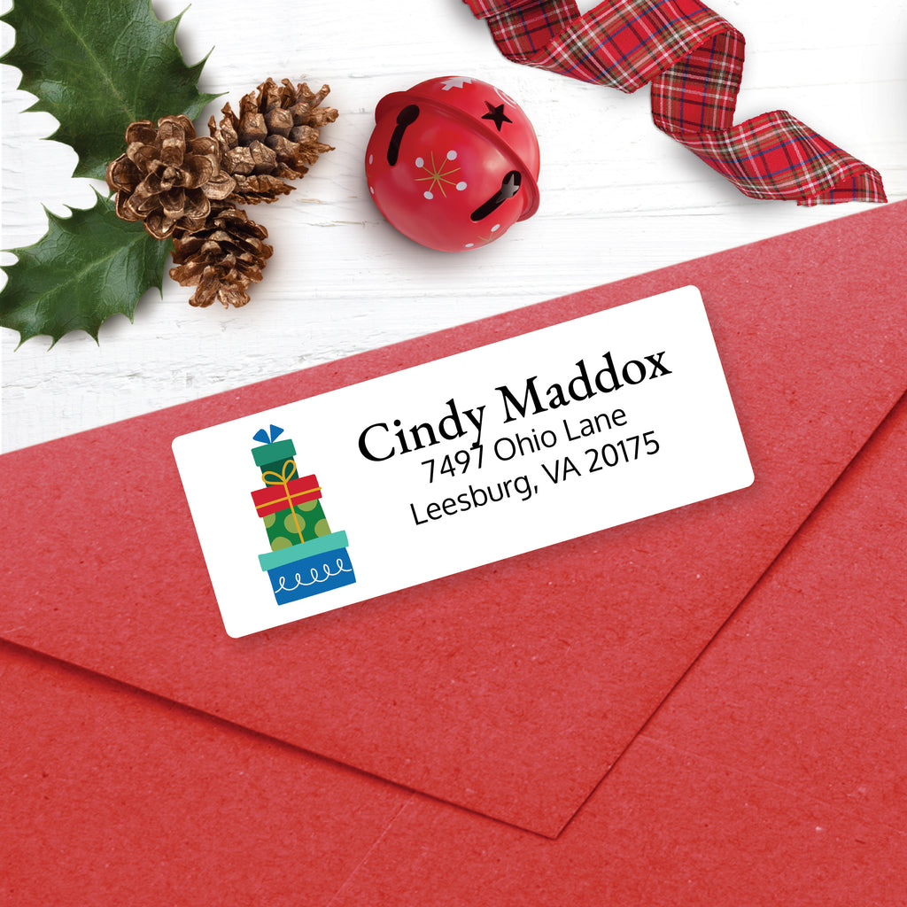 Christmas Address Labels, Stacked Presents, Personalized