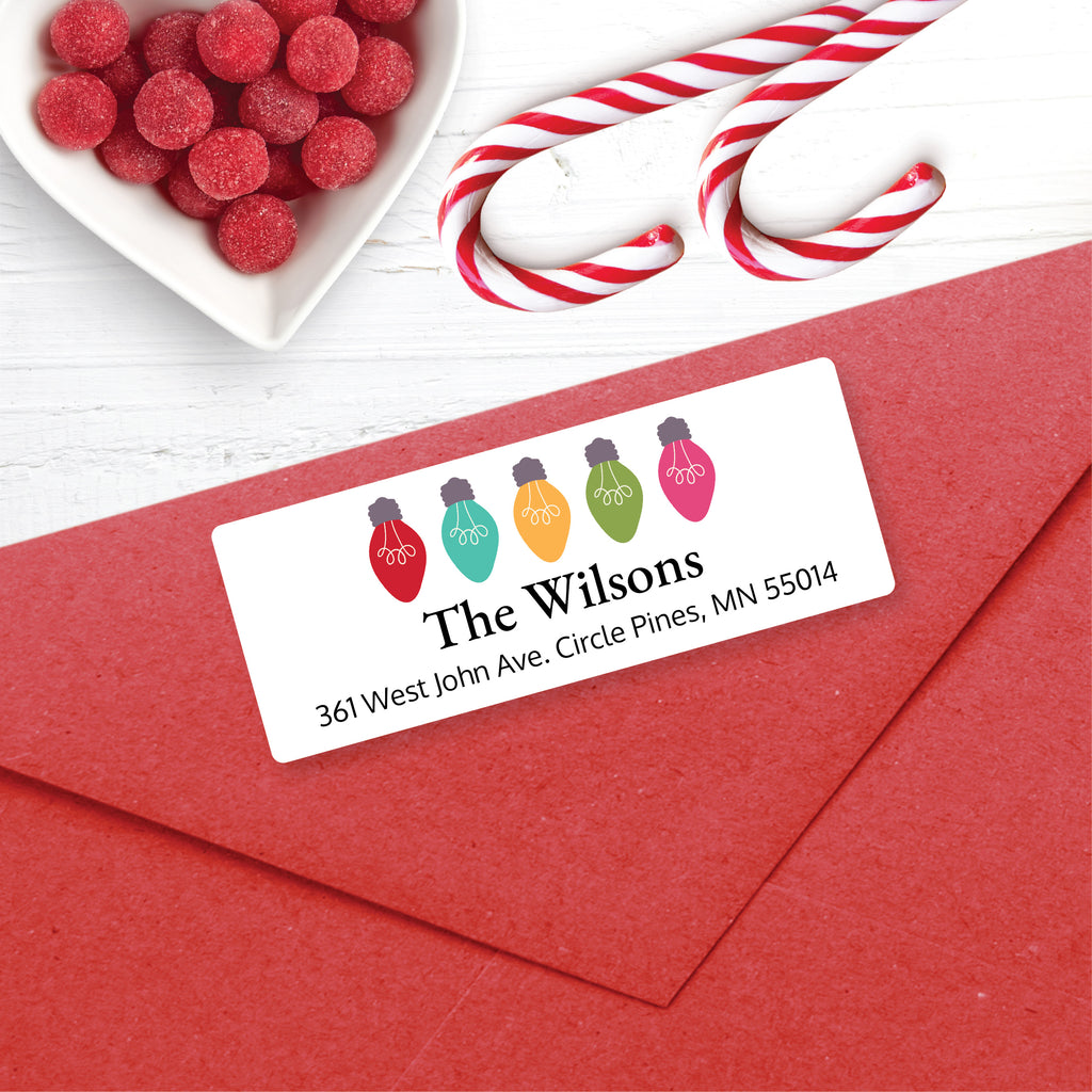 Christmas Address Labels, Christmas Lights, Personalized