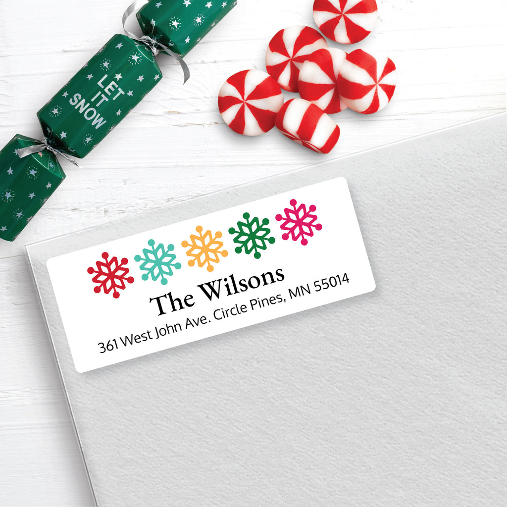 Christmas Address Labels, Dazzling Snowflakes, Personalized