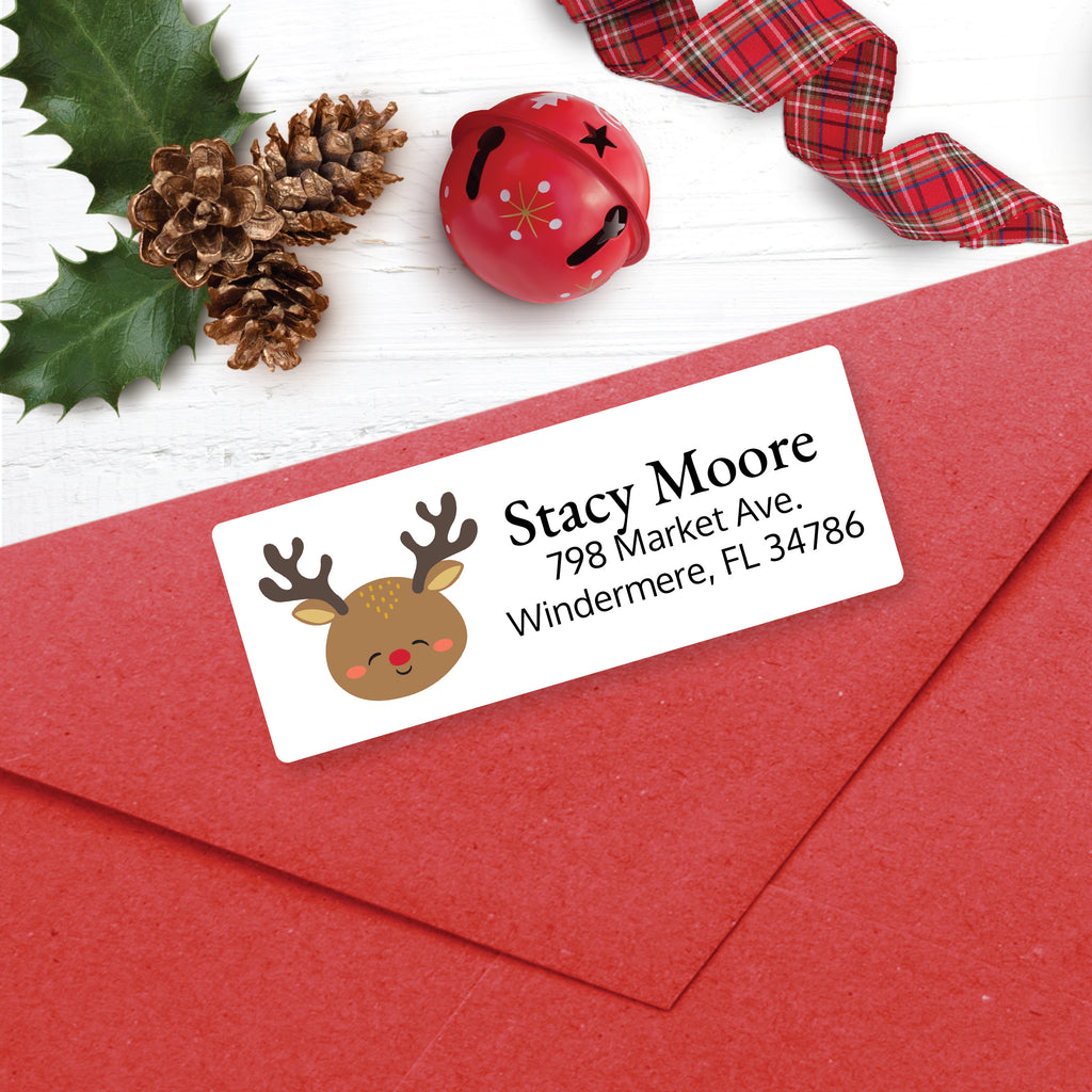 Christmas Address Labels, Happy Rudolph, Personalized