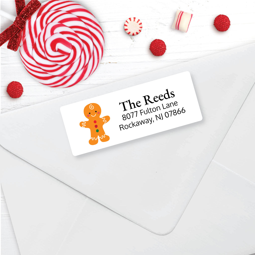 Christmas Address Labels, Colorful Gingerbread man, Personalized