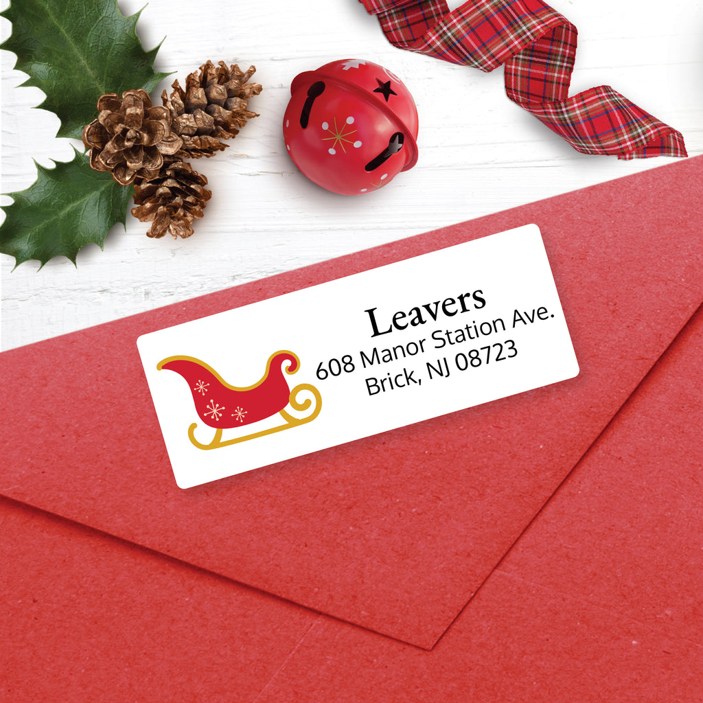 Christmas Address Labels, Santa's Sleigh, Personalized