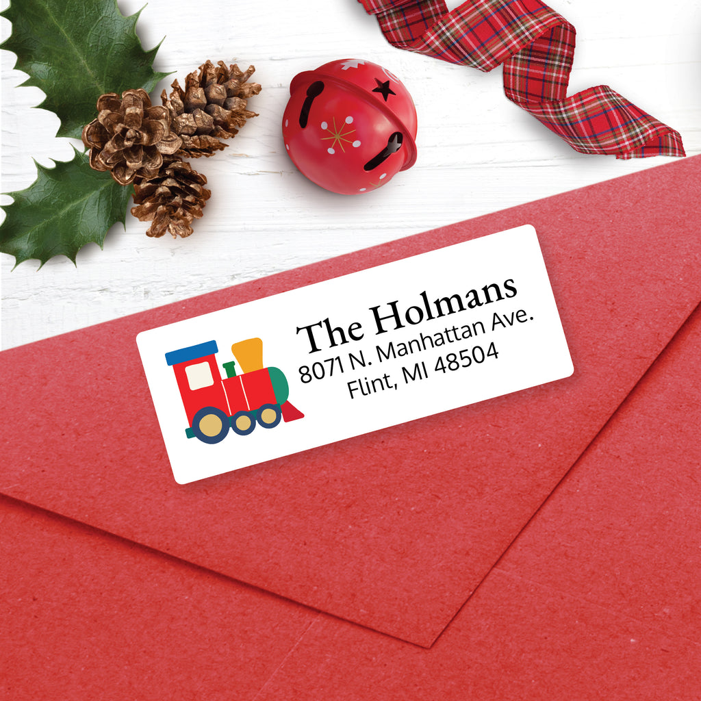 Christmas Address Labels, Holiday Train, Personalized