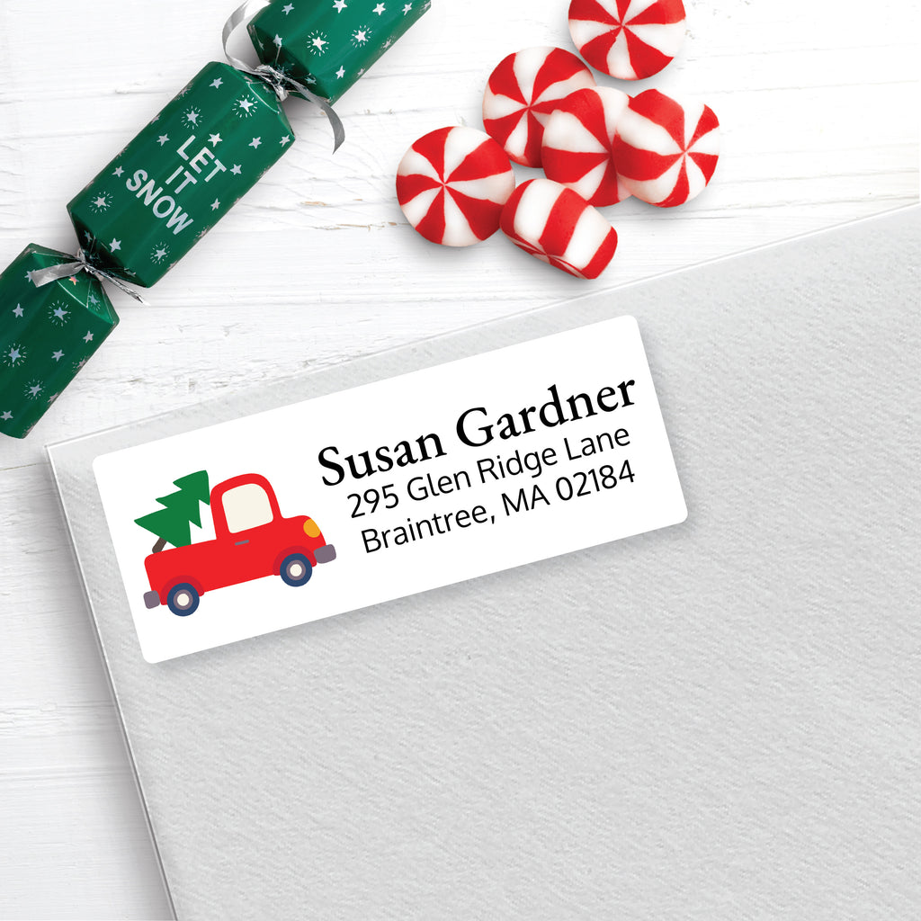 Christmas Address Labels, Christmas Truck, Personalized