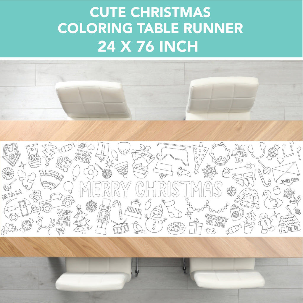 Cute Christmas Coloring Table Runner | Christmas