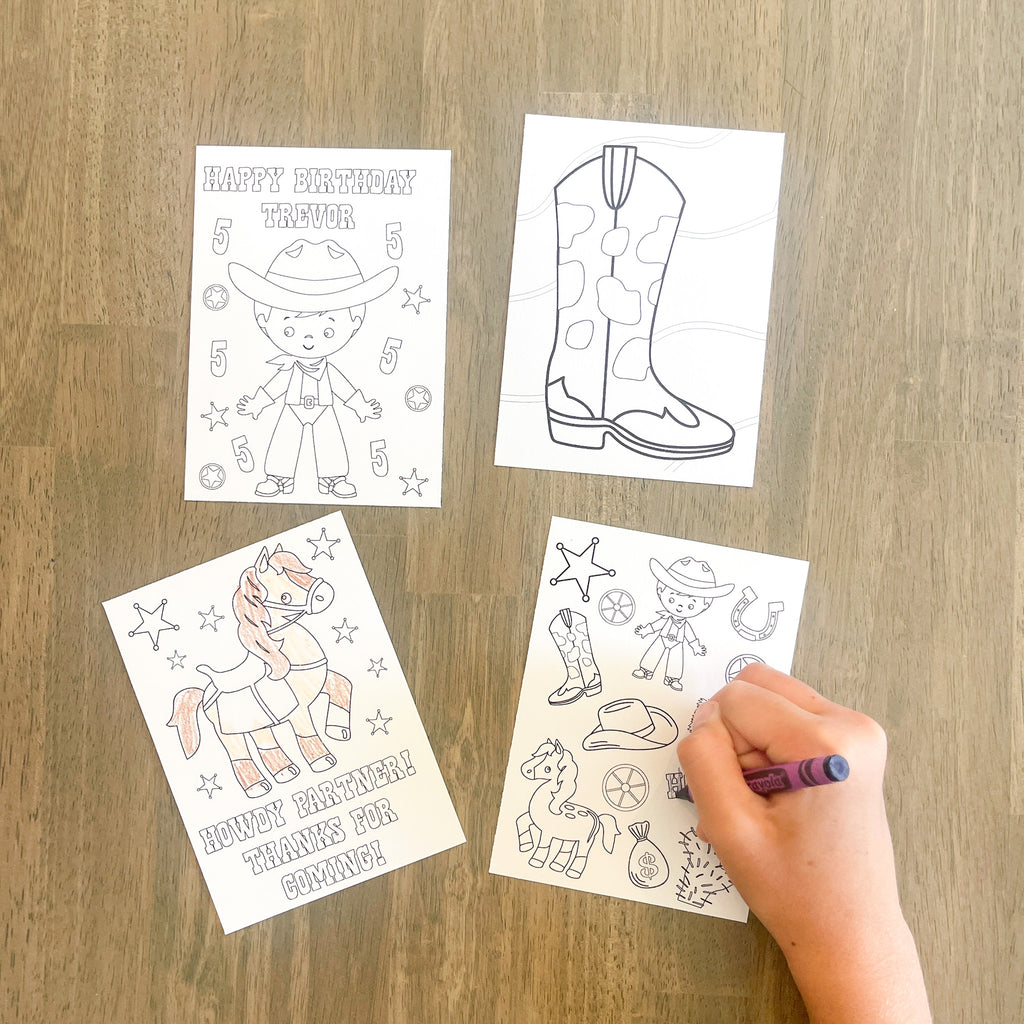 Personalized Cowboy Coloring Party Favor| Cowboy Party