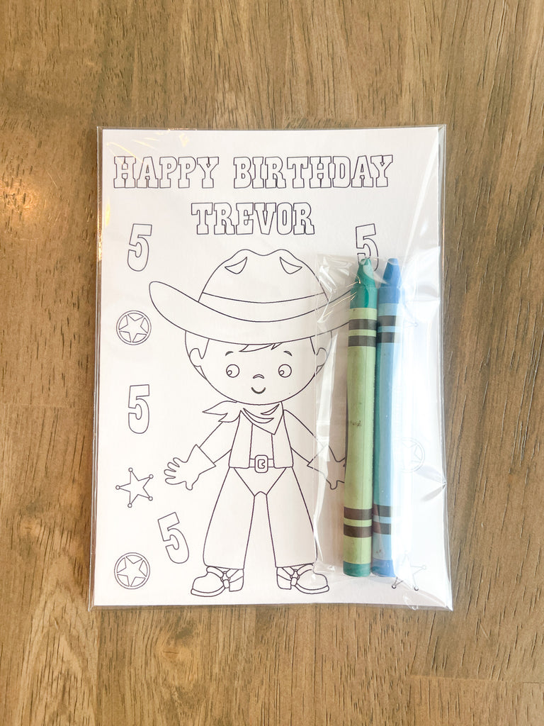 Personalized Cowboy Coloring Party Favor| Cowboy Party