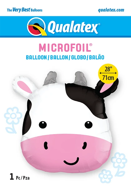 Cute Cow Face Balloon, 28" , Farm Party