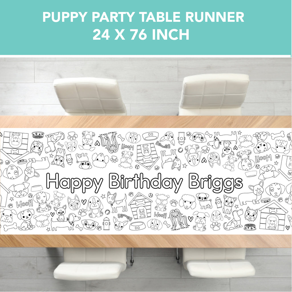Puppy Coloring Table Runner | Dog Party