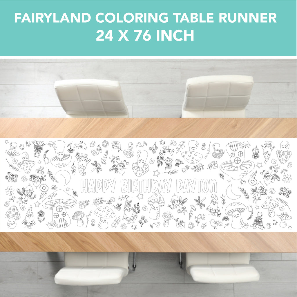 Fairy Land Coloring Runner| Gnome Party