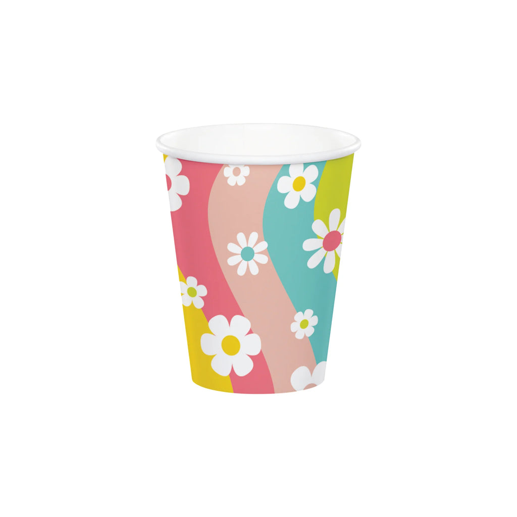 FLOWER POWER PAPER CUPS 8CT | Groovy Party