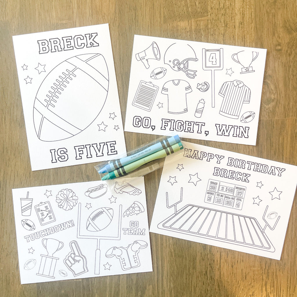 Personalized Football Coloring Party Favor| Football Party