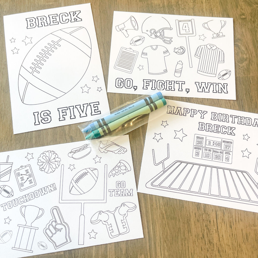 Personalized Football Coloring Party Favor| Football Party