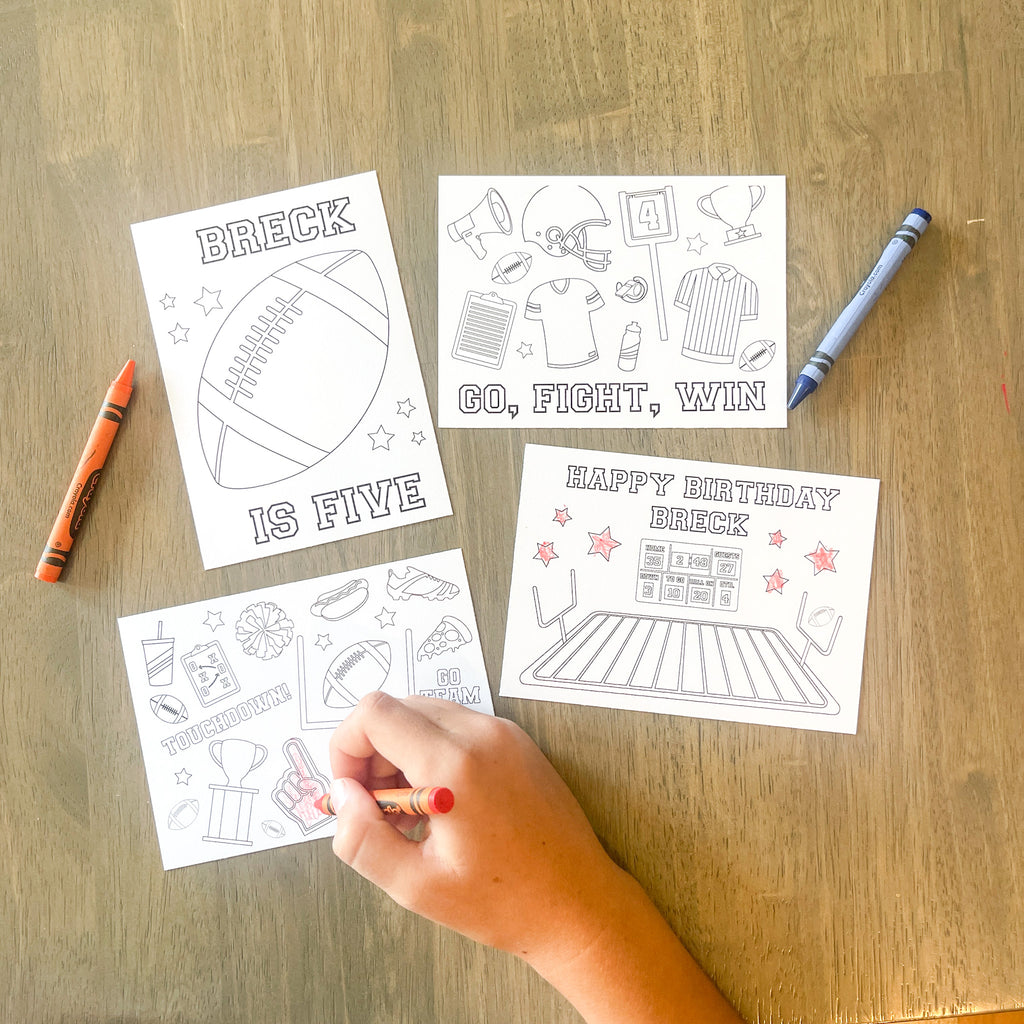 Personalized Football Coloring Party Favor| Football Party