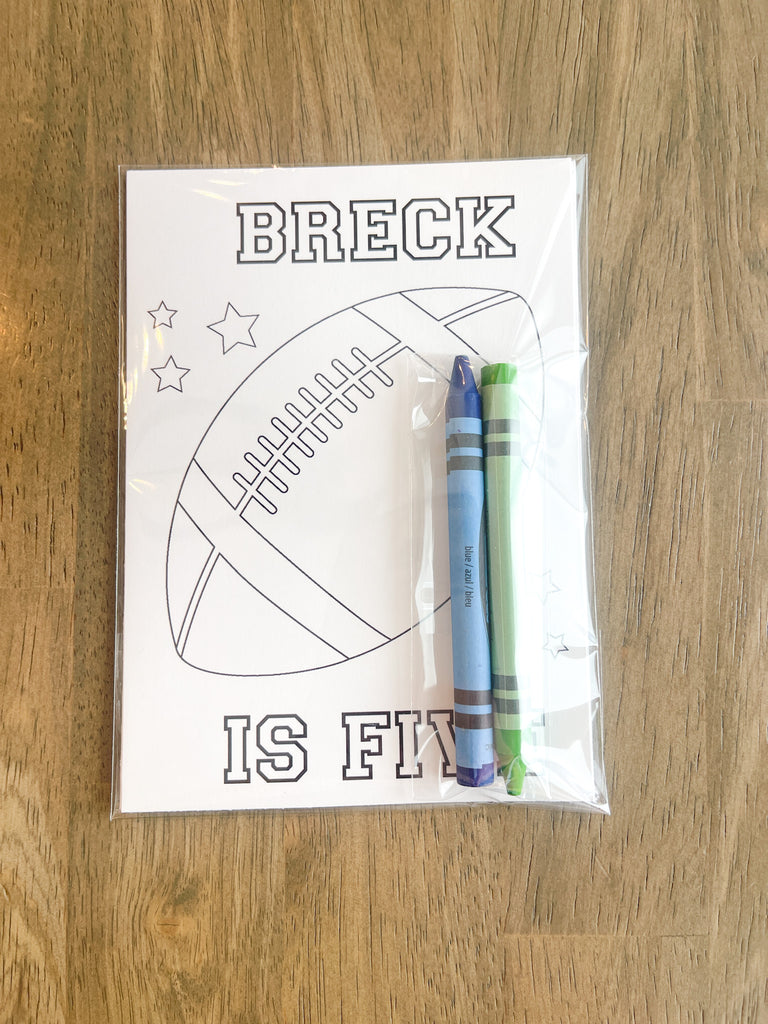 Personalized Football Coloring Party Favor| Football Party