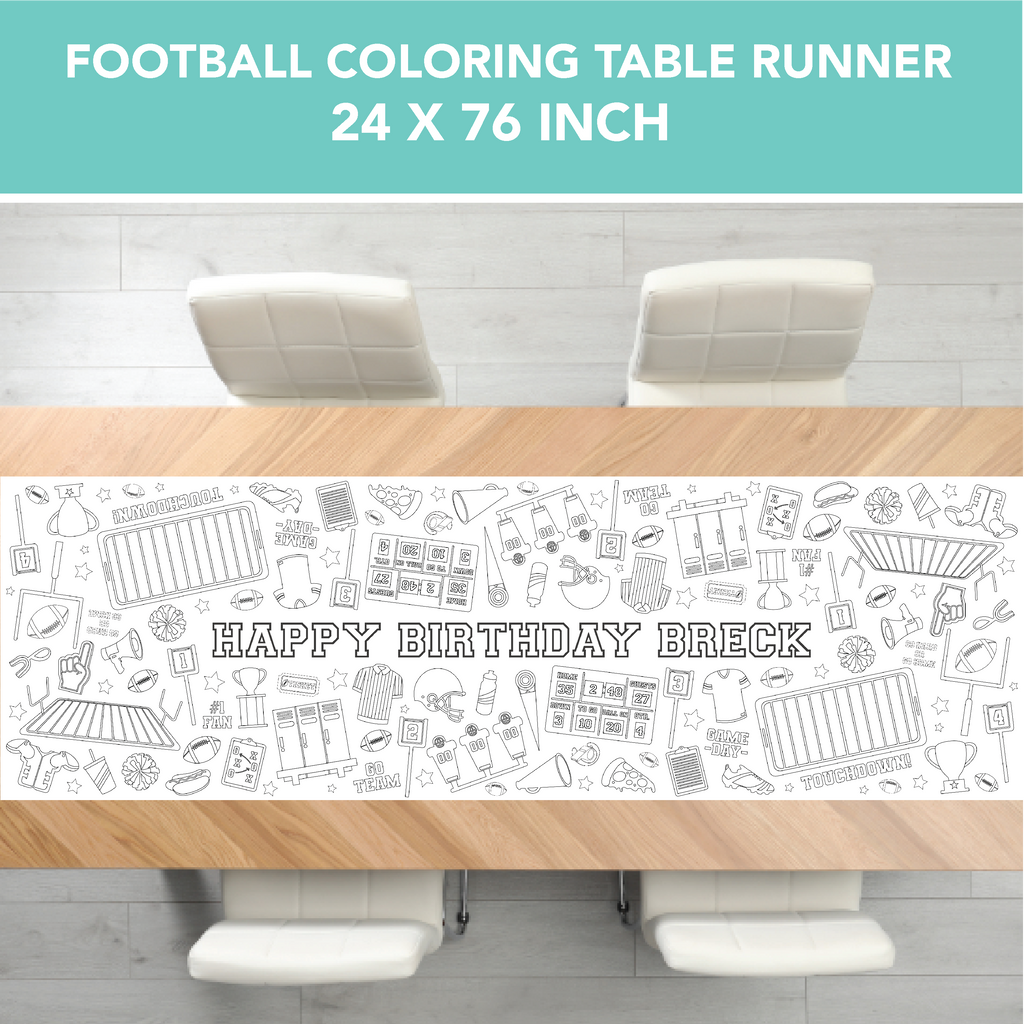 Football Coloring Table Runner| Football Party