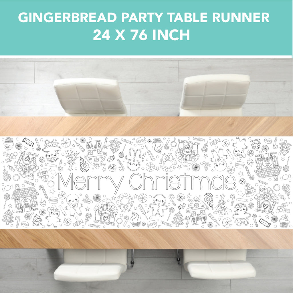 Gingerbread Party Coloring Table Runner | Christmas
