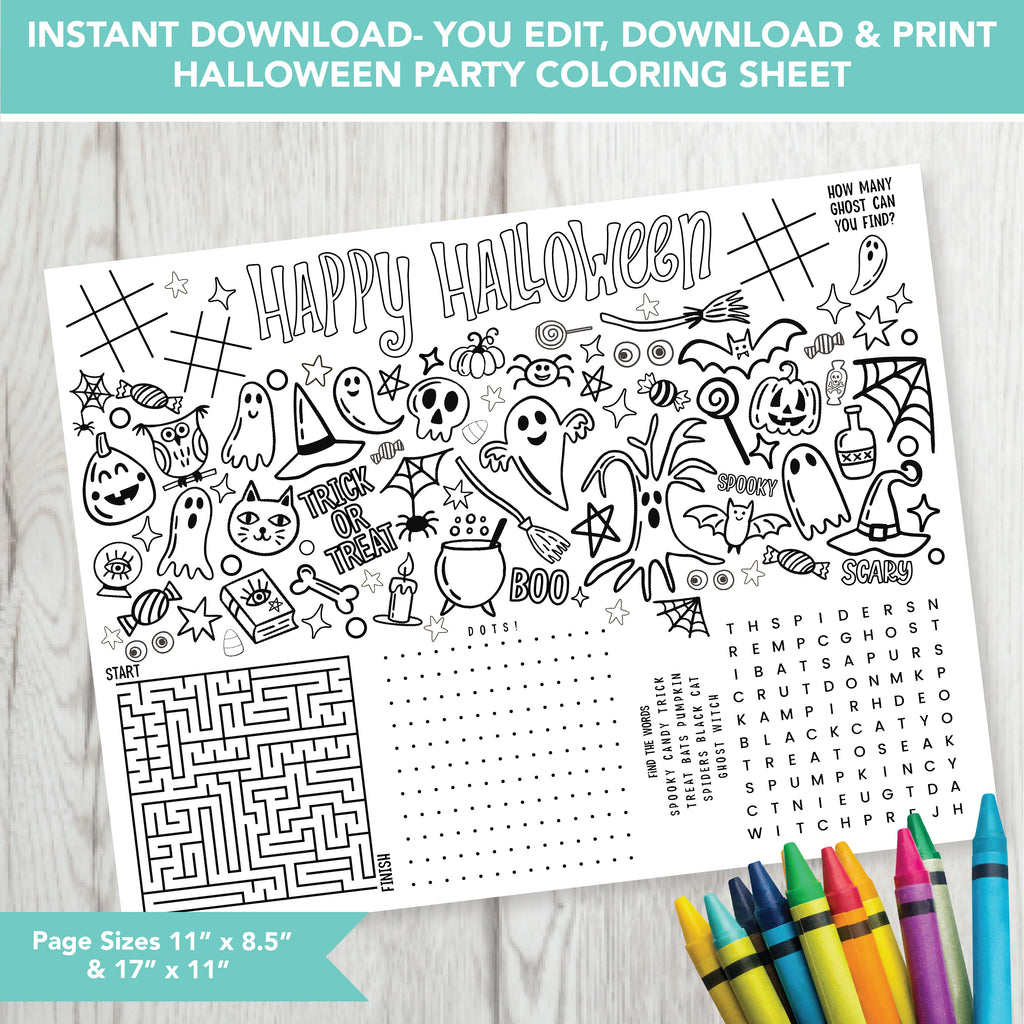 Halloween Party Coloring Printable | Spooky