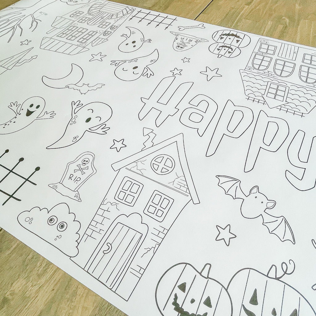 Haunted Halloween Coloring Table Runner | Halloween Party