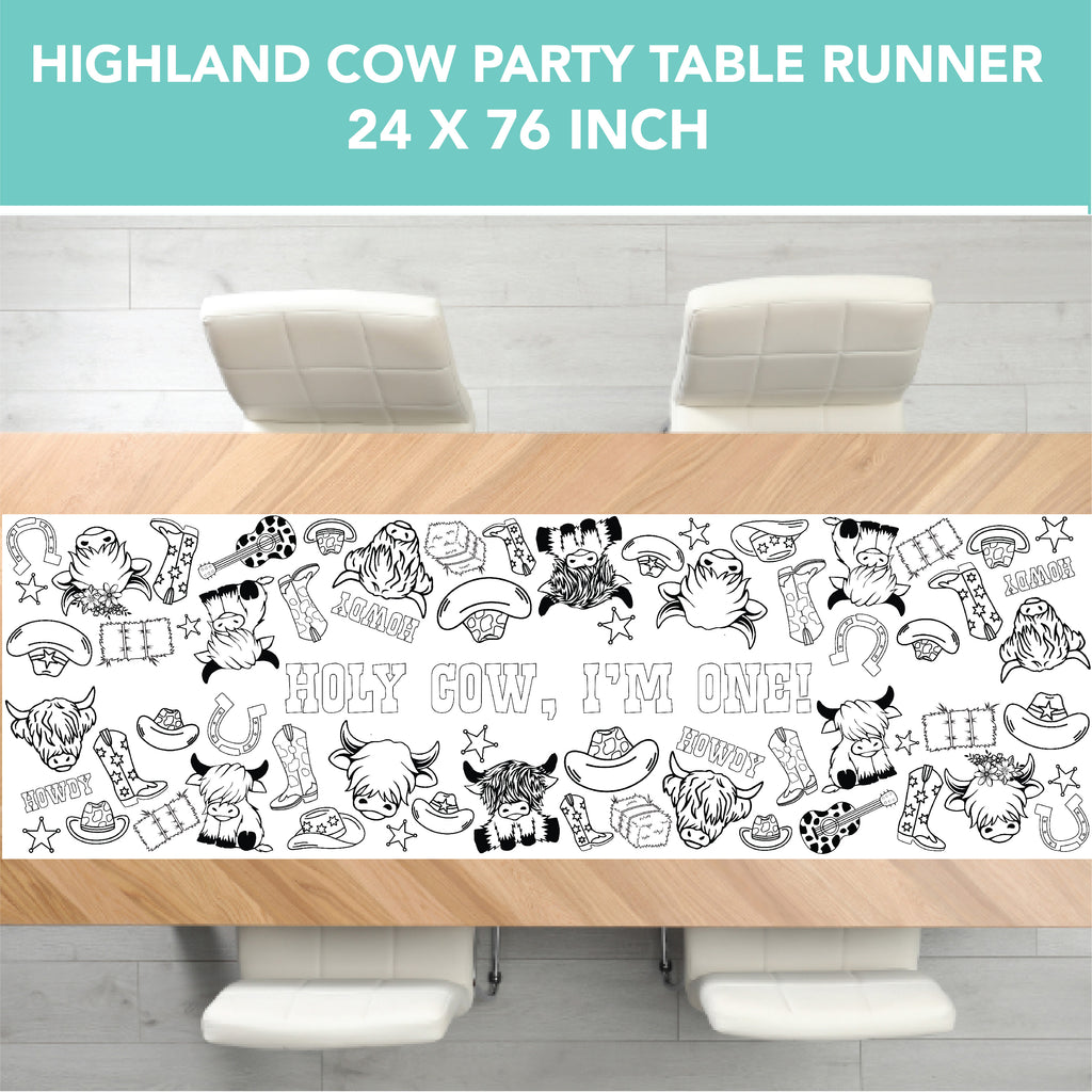 Highland Cow Coloring Table Runner