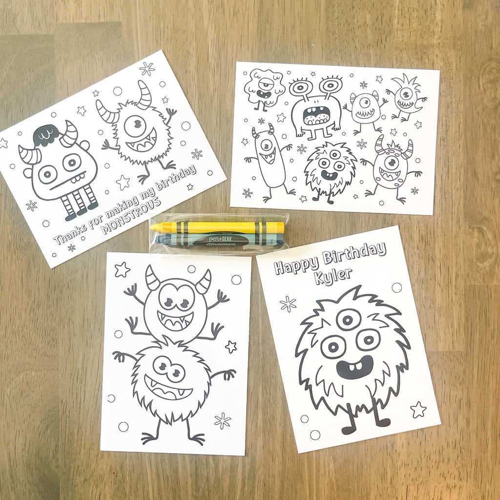 Personalized Monster Coloring Party Favor| Monster party