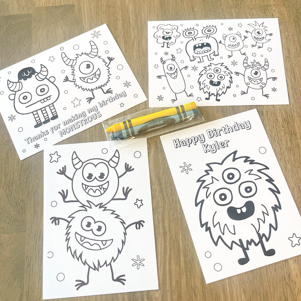 Personalized Monster Coloring Party Favor| Monster party