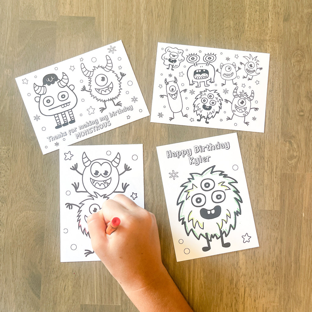 Personalized Monster Coloring Party Favor| Monster party