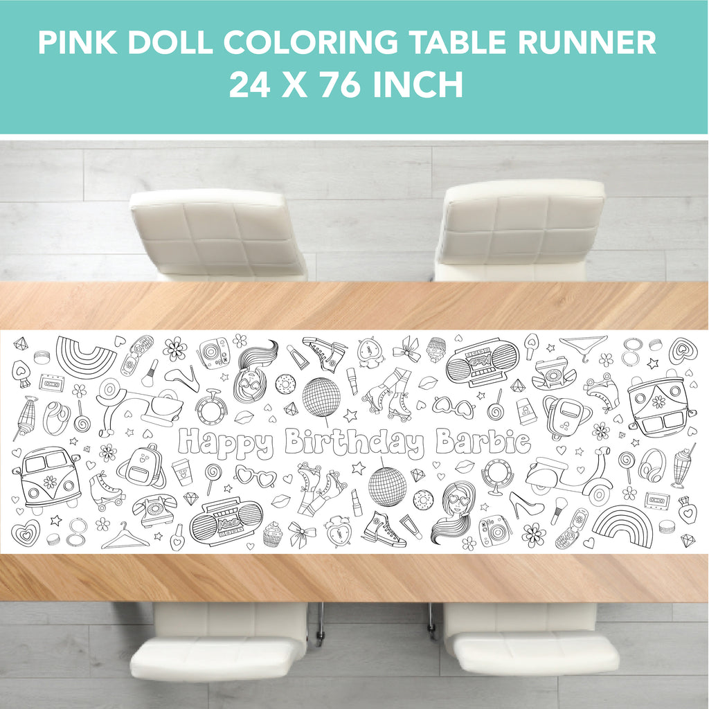 Pink Doll Coloring Runner| Doll Party