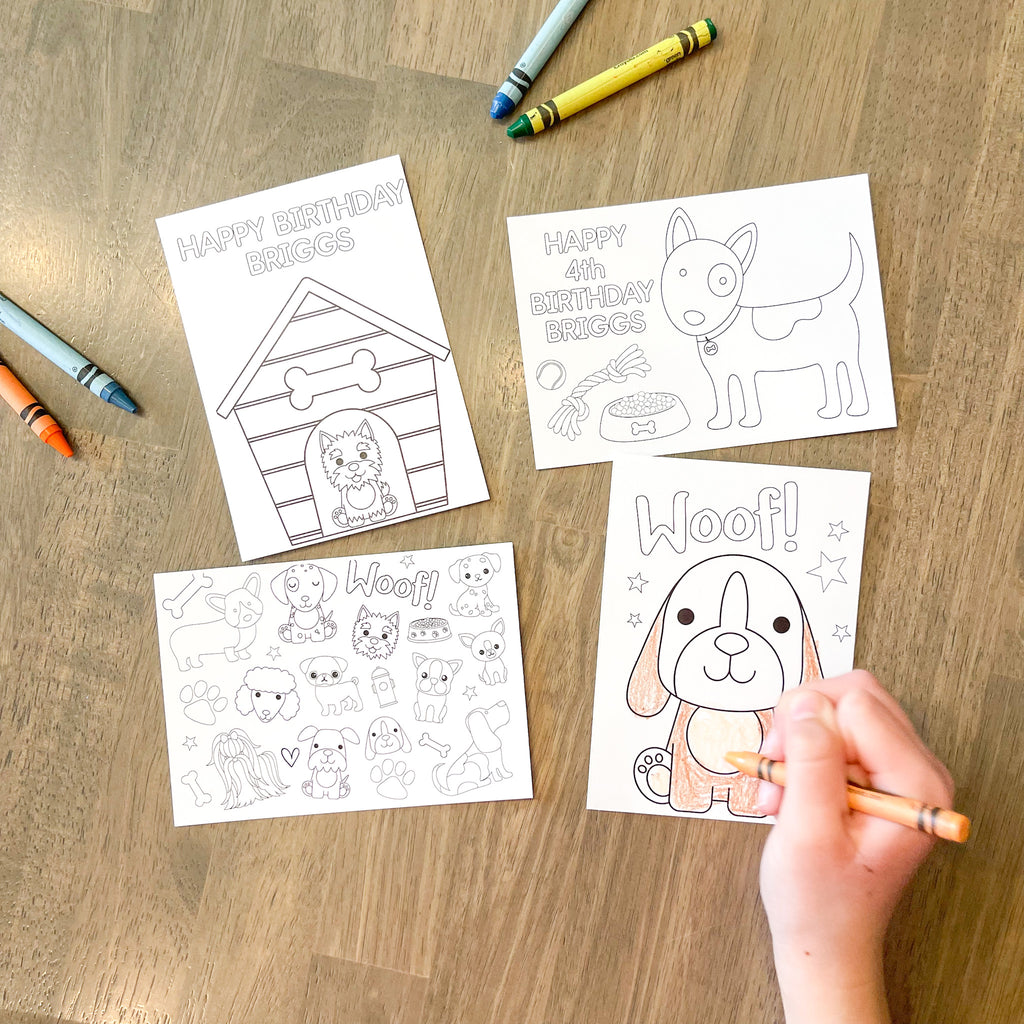 Personalized Puppy Coloring Party Favors