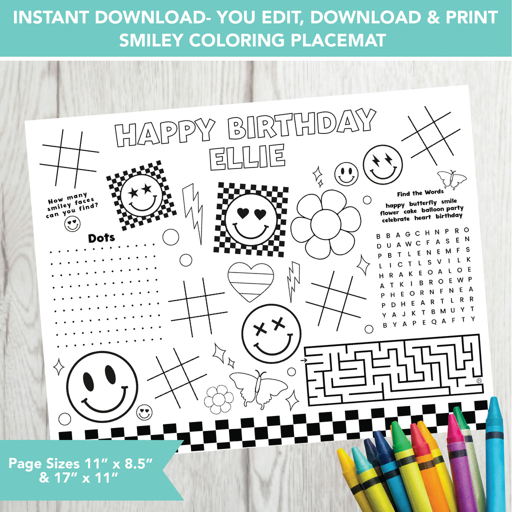 Editable Smiley Party Mat| Download