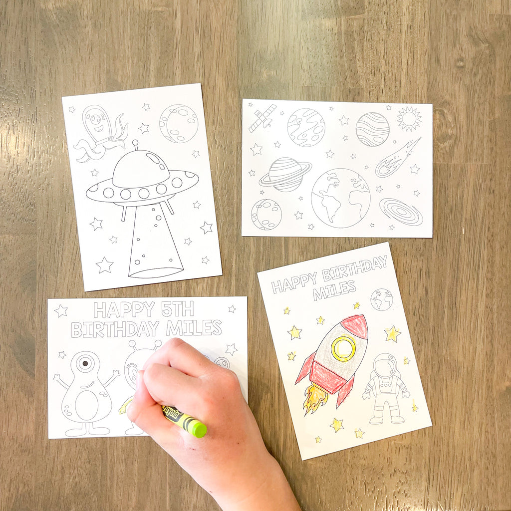 Personalized Space Coloring Party Favors| Outerspace