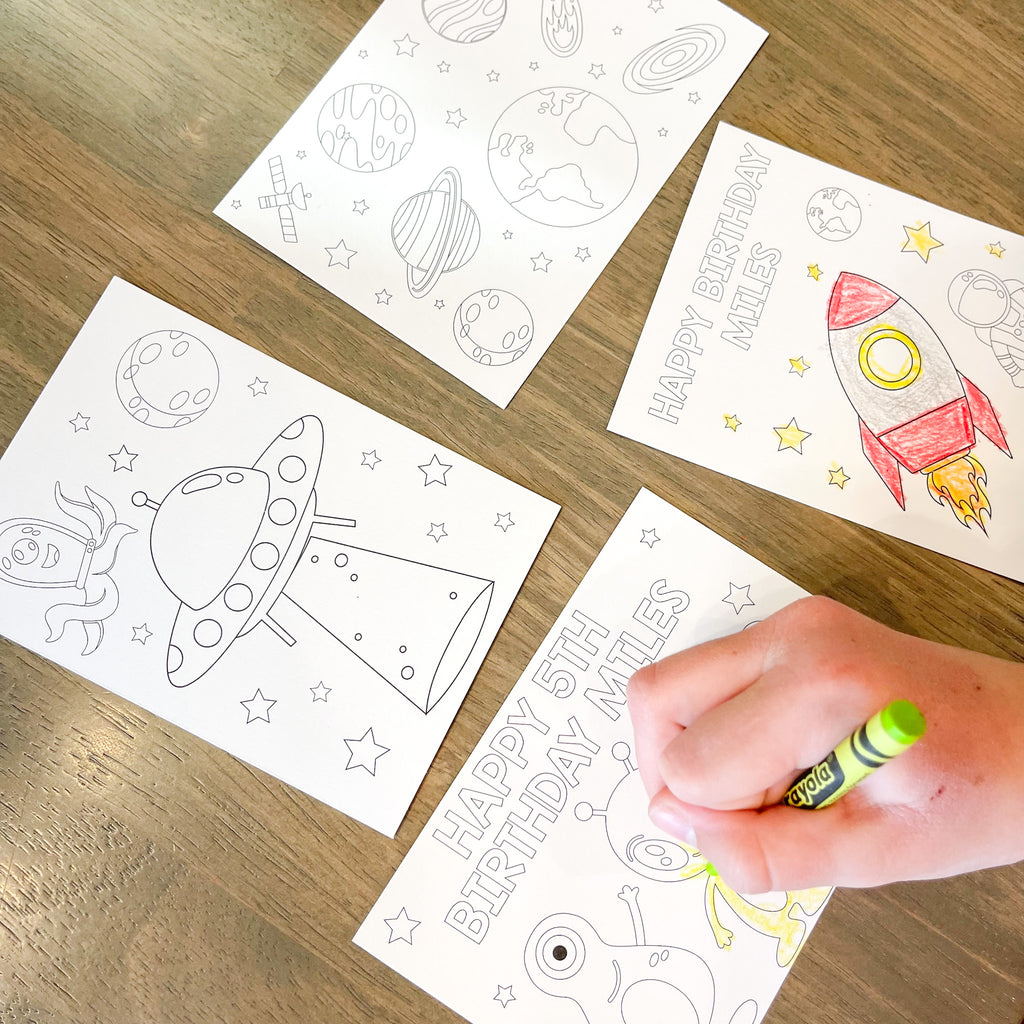 Personalized Space Coloring Party Favors| Outerspace