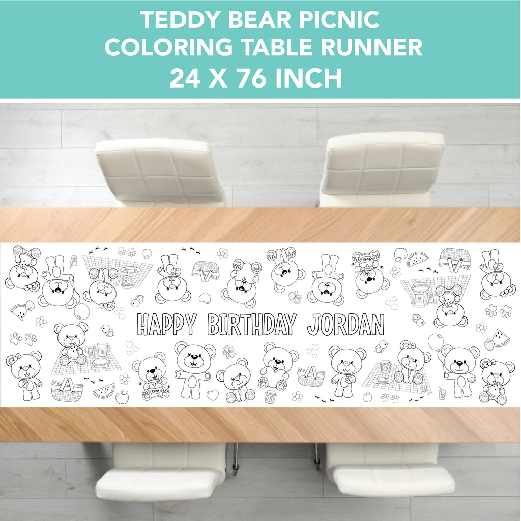 Teddy Bear Picnic Coloring Table Runner| Bear Party