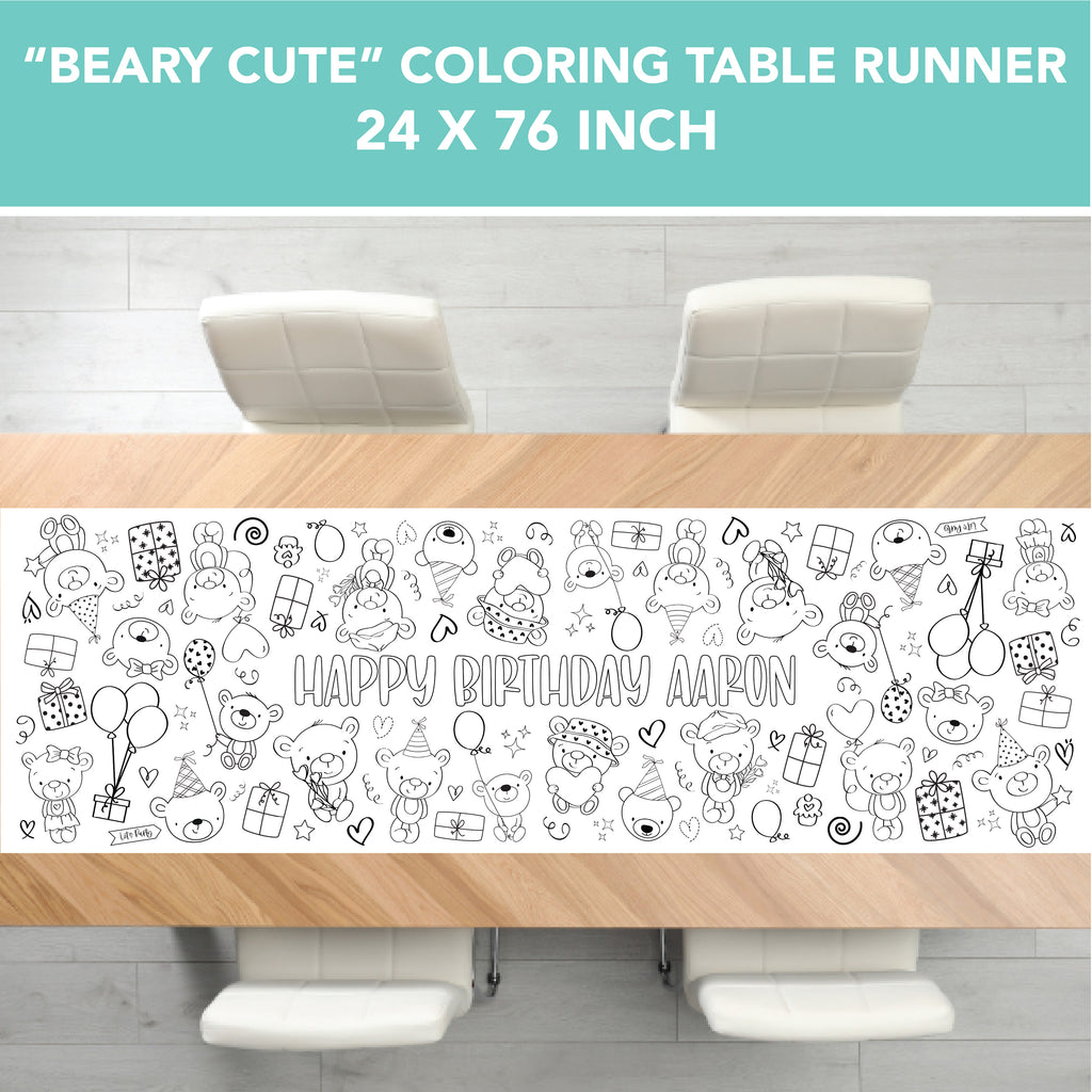 Teddy Bear Coloring Table Runner| Bear Party